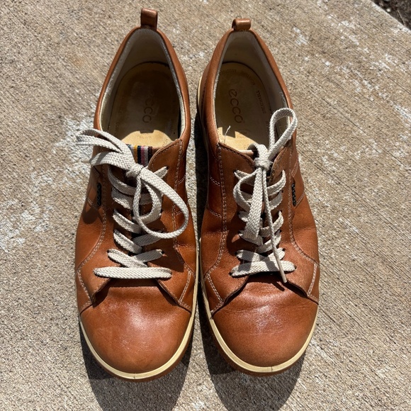 ECCO CHASE TIE BROWN LEATHER SNEAKERS LACED WALKING SHOES WOMEN SZ 8/8.5 EU 39 - Picture 6 of 10